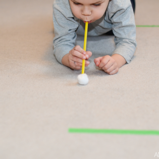 Straws & Cotton Ball – Blowing exercise